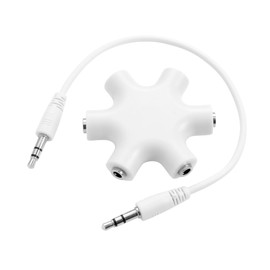 KICHOUSE Way Stereo Audio Splitter Snowflake Shape Headphone Adapter for Sharing Music with Friends Lightweight and Portable Design White