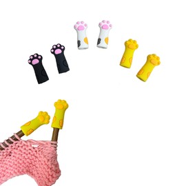 SPANSEE - 6 tapones de agujas de tejer para patas de gato, protectores de punta de aguja de tejer, tapón de puntada, observador de aguja, accesorios de tejer, suministros de tejer para agujas de tamaño 11-17 (8mm-12.75mm)