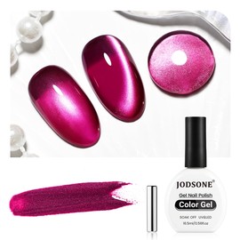 JODSONE 16.5ml Cat Eye Gel Nail Polish Glitter Claret Magnetic Reflective Translucent Need U V Curing at Home DIY Design