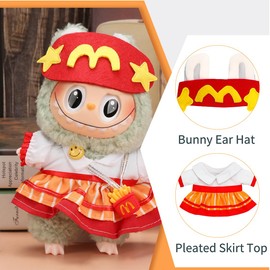 MDFULXG 2 Sätze Bekleidung für 17cm labubo Plüsch, Kuscheltier Kleidung Outfit nur Bekleidungs zubehör für 17cm Labub0 Plush Pullover Hoodie Bekleidung DIY Kinder Geschenke