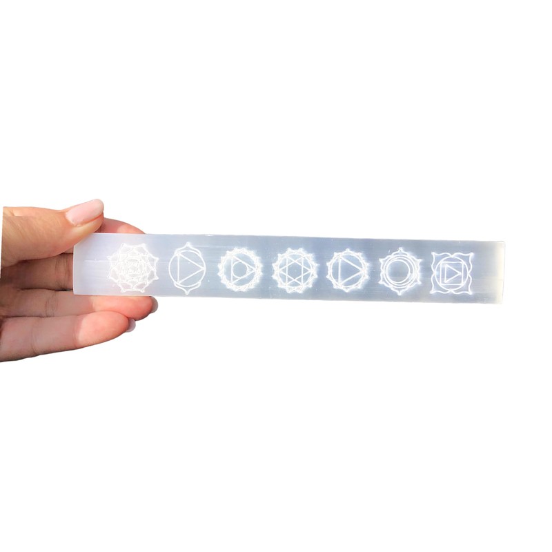 Steinfixx® Real Selenite Charging Plate | Ruler with Beautiful Engraved