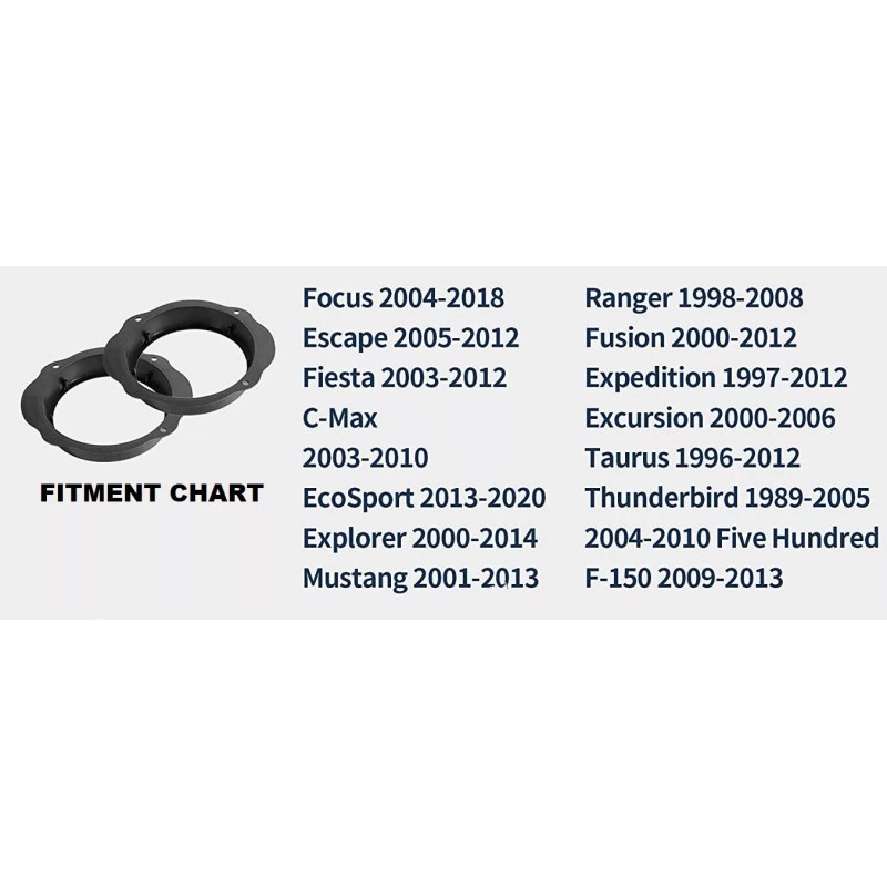225 Front Door 6.5" Speaker Adapter Spacer Rings For Ford