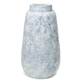 Blue Marble Effect Ceramic Vase-Textured Stone Finish Flower Holder-Modern Decorative Vase-Coastal Home Accent-Distressed Pottery-Tall Elegant Centerpiece [18" W X 8.5" H]