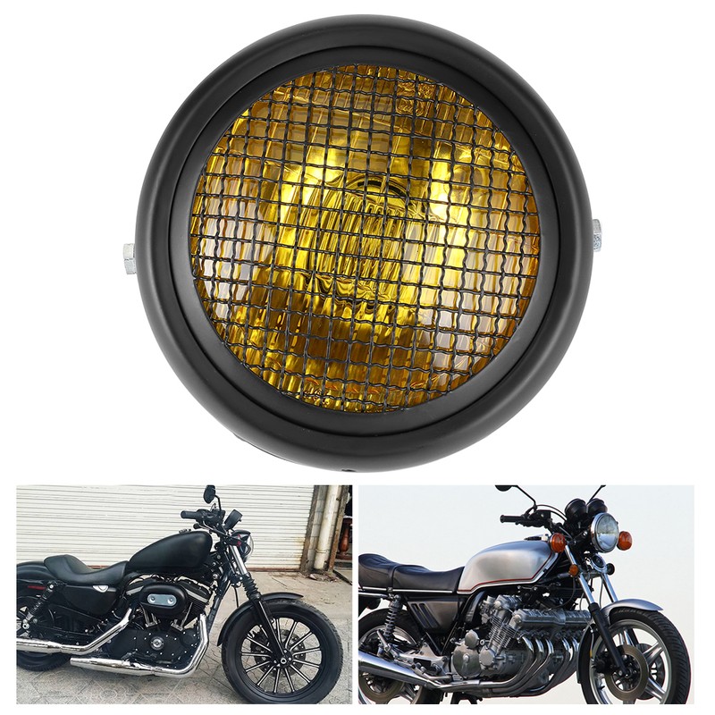 7in 55W Motorcycle Grill Headlight Retro Style Halogen Head Lamp