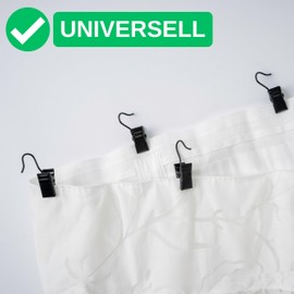 Curtain Clamps, Pack of 30, in Black, with Diameter 7 mm Hook Eyelet, 32 mm Long Curtain Clips with Hooks, Curtain Clips, for Shower Curtain, Window Curtain, Multi-Purpose Hook Clip, Fairy Lights