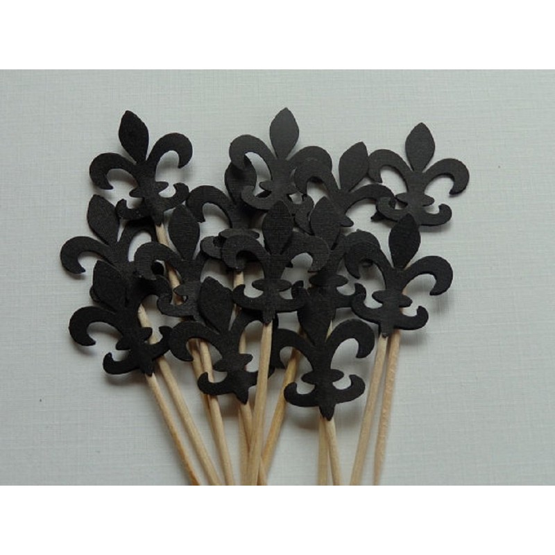 Black Fleur De Lis Cupcake Toppers - Party Picks -
