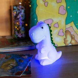 Navaris LED Nachtlicht Dino Design wiederaufladbar - mit 60 min Timer - Süße Farbwechsel Kinder Nachttischlampe - Schlummerlicht Lampe Weiß