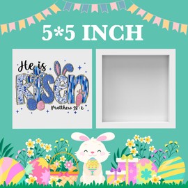 Christian Easter Decor Blue Floral Chinoiserie Grand Millennial Easter Decoration Wooden Box for Farmhouse Home Bedroom Living Room Desk Shelf Table Office-He is Risen Matthew 28:6