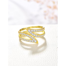 PRAYMOS 14k Gold Plated Croissant Twisted/Signet/Bee Chunky Dome Thumb Ring Stacking Band for Women Statement Wedding Ring Size 7 to 9, 8, Paper, No Gemstone