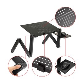 Portable Adjustable Aluminum Laptop Desk,Cozy Desk for Bed and Sofa,Laptop Cooling Stand Table Pad with CPU Fan