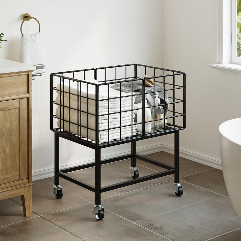 WOWLIVE Rolling Laundry Hamper with Wheels, 80L Heavy Duty Laundry