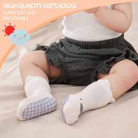 TRUEHAN 5 Pairs Toddler Non Slip Socks with Grips Baby Socks for Kids Girls Boys （5 Pairs Animal A，3-5 years）