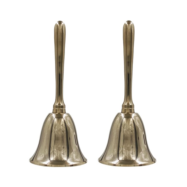 Solid Brass Extra Loud Hand Call Bell Pack of 2