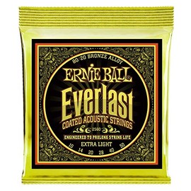 Ernie Ball Everlast Coated 80/20 Bronze Extra Light Acoustic Guitar Strings- 10-50 Gauge (P02560)