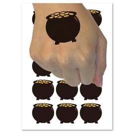 Lucky Pot of Gold Saint Patrick's Day Temporary Tattoo Water Resistant Fake Body Art Set Collection - 15 2" Tattoos (1 Sheet)