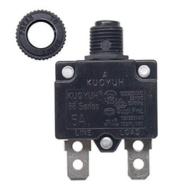 1pc KUOYUH 88 Series 125/250VAC 32VDC 50/60Hz Thermal Overload Circuit Breaker with Waterproof Dust Cap 3-30A (6A 1pc)