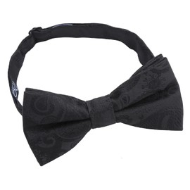 DQT Paisley Bohemian Floral Wedding Pre-Tied Bow Tie for Men - Black