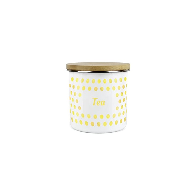 Purely Home Yellow Polka Dots Spots Tea Canister - White