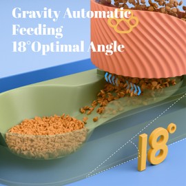 NAHANGPET Automatic Cat Feeder and Water Dispenser 2Pcs, Dog Gravity Food Feeder and Water Bowl for Small Medium Pets Puppy Kitten, 3.5L/118.36oz Large Capacity, Easy to Clean (Orange)