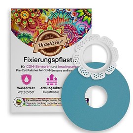 Diasticker® Freestyle Libre 2 - Sensor Enclosure "LibreProtect" (White) Includes 10 Plasters (Light Blue) | Flexible - Maximum Hold - Waterproof | Simplifies Plaster Changing, Tape Fixation