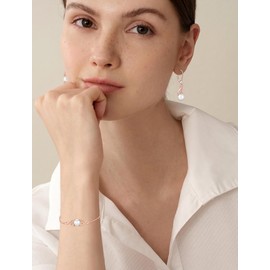 Lwsary Freshwater Pearl Earrings for Women 18K Rose Gold Plated Brass Infinity Celtic Knot Dangle Drop Leverback Earrings with 8MM Pearl Jewelry for Her