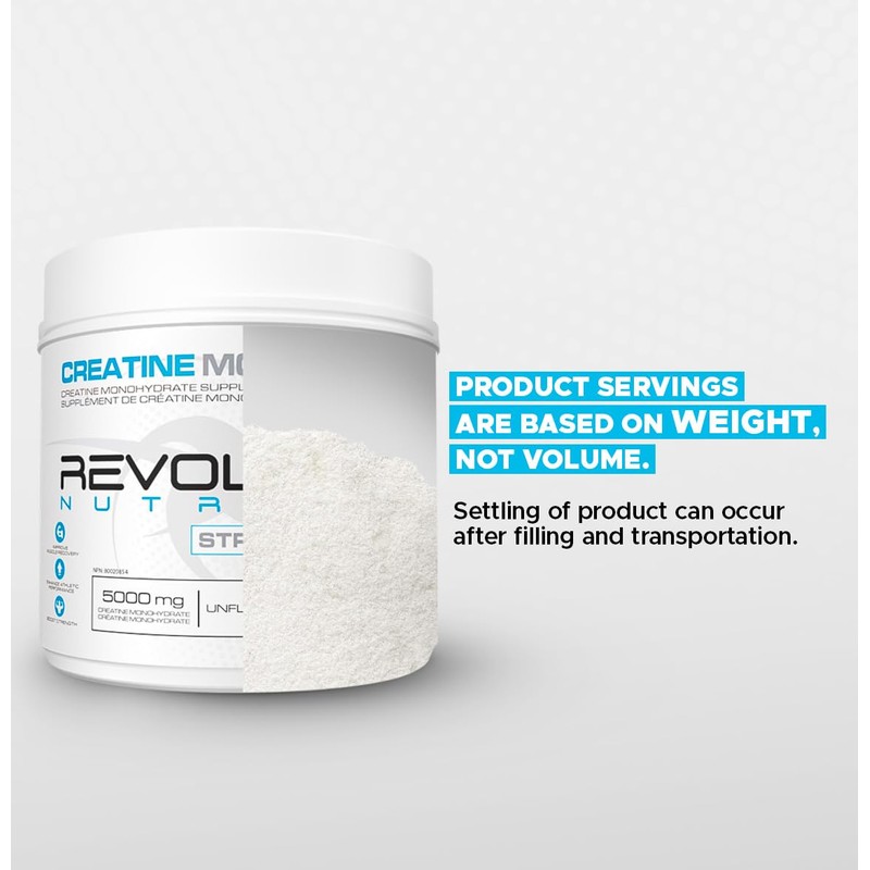 Revolution Nutrition Creatine Monohydrate 500g, Pure unflavoured, Increases Muscle Performance,