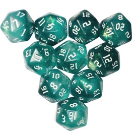 Dzxin DND Game D20 Dice Set, 10PCS Polyhedral Dice D20 Dice 20mm Acrylic 20 Sided Dice Game Dice for RPG MTG DND Dice Table Games (Green)