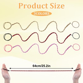 Aysatogc 3 PCS Spiral Hair Ties for Women, No Damage Elastic Braided Ponytail Holders and Scrunchies for Swimming, Water Sports, Riding (25" Black Red+ Beige+Blue Rose Red)