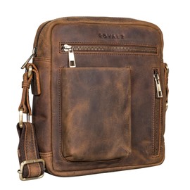ROYALZ 'Antonio' Men's Leather Bag Small in Vintage Look – Small Men's Shoulder Bag Made of Genuine Leather – Compact Messenger Bag Leather Bag Men with Zip, Nevada Brown