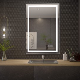 Réflexon 24x32 inch Lighted Vanity Mirror with Dimmable LED Lights, 3 Color Modes, Smart Touch Control, Color Temperature Changing, Defogger, Makeup Mirror for Bathroom
