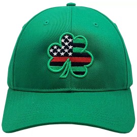 Peerless Embroidery Red Line Shamrock Irish Hat Twill Adjustable Green Pro 214
