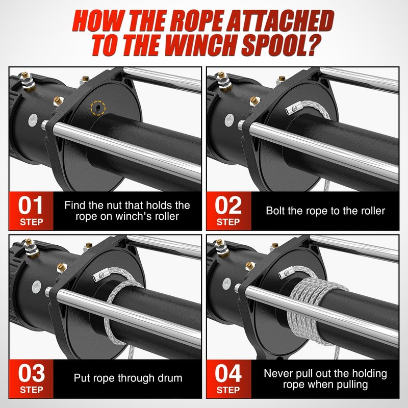 Nilight Synthetic Winch Rope Kit, 1/4 Inch x 50 Feet