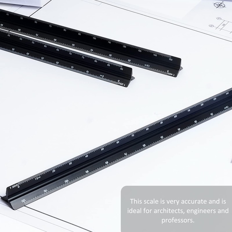 1 Pcs Black Aluminum Alloy Ruler Metal Triangle Ruler Suitable