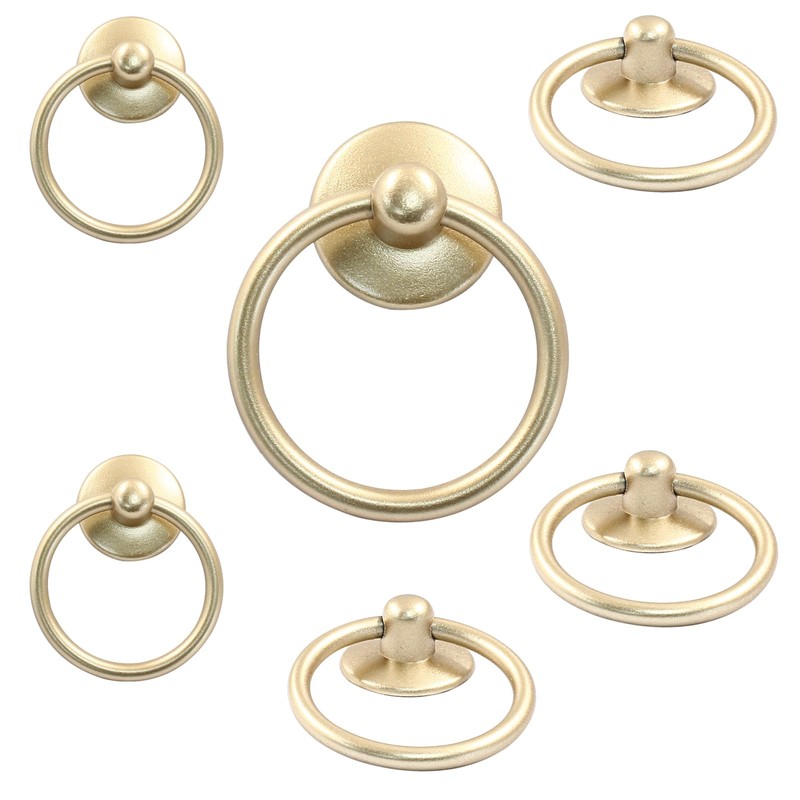 Unlorspy 6 Pcs Metal Drawer Ring Knobs, Drop Ring Drawer