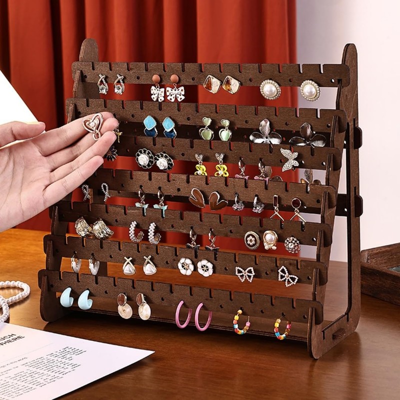 EEUOPQ Wooden Earring Display Stand, 7 Tiers, Earring Holder, Large