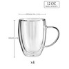 T-WARE 12 Oz Double Wall Glass Coffee Mugs with Handle,