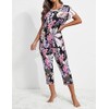 Ekouaer Women's Capri Pajama Sets Floral Print Short Sleeve Sleepwear
