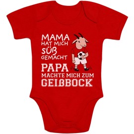 Shirtgeil Baby Bodysuit Short Sleeve Mama machte Mich süß Papa machte Mich zum Geißbock Baby Boy, red