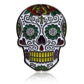 Don Flyee Sugar Skull Pin Badge Pin Butterfly Clutch Alloy C0041
