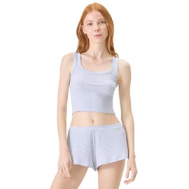 Florence By Mills Women's Sleepwear Ribbed Tank, Grey Stripe, L