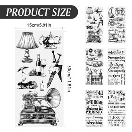HICOHAND Rub on Transfers for Crafts, 6 Sheets Vintage Rub On Transfer Stickers Furniture Transfers Rub On Home Decor for Wood DIY Paper Home Decor, Black and White