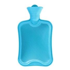Hot Water Bottle without Cover 2L Large Opening Safe and Durable Natural Rubber Bed Bottle for Children and Adults Gifts for Women (Blue)