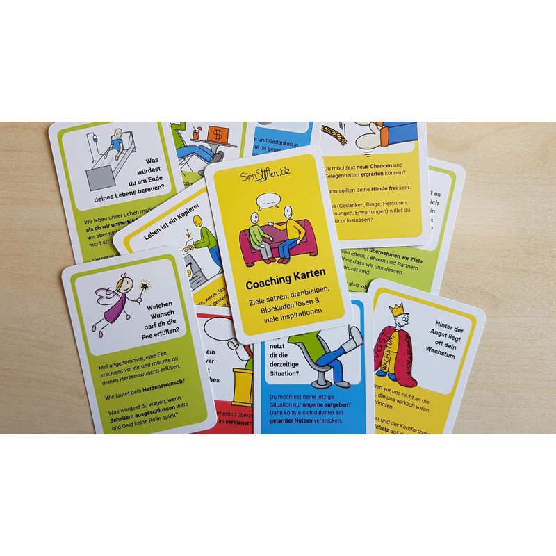 Coaching cards set - setting goals, sticking to them, solving