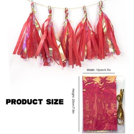 10pcs Tassel Paper Pull,Gilitter Red Party Garlands,Tassel Garland,Paper Tassel Banner For Party Decorations