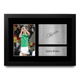 HWC Trading FR A4 Jonny Evans Ireland Gifts Printed Signed Autograph Picture for Football Fans and Supporters - A4 Framed