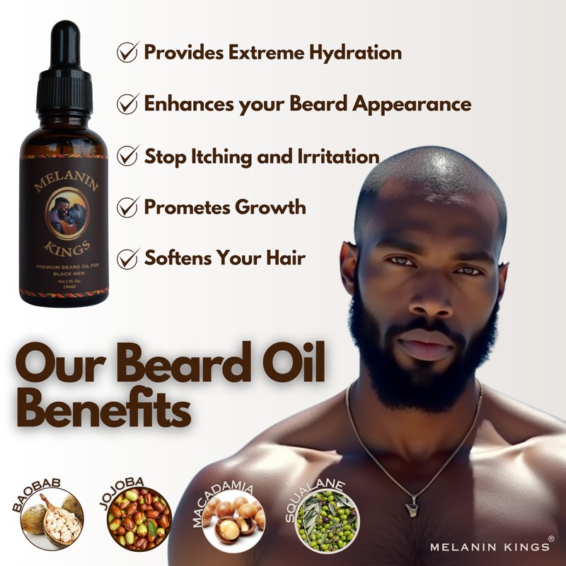 Melanin Kings Beard Grooming Kit for Men - Formulas With