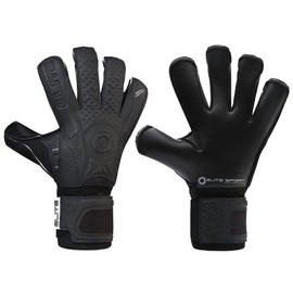 Elite Sport Black Goalkeeper Gloves, Removable Finger Spines, Pro-Level Goalkeeper Gloves for Superior Grip and Control (Black Solo, 4mm Control MB Latex)