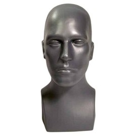 15" Tall Male Mannequin Head Durable Plastic Grey (50013)