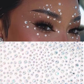 Gemas Faciales, Brillantes para la Cara, Maquillaje de Halloween Pegatinas Cara Brillantes Brillos Diamantes, Gemas de Diamantes de Imitación para Ojos para Espectáculos y Maquillaje