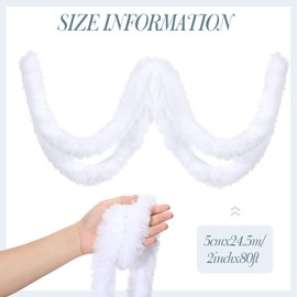 Christmas Faux Fur Ribbon Trim Winter Xmas Tree Winding Garland Artificial Furry Stripe Accessory Holiday Faux Fur Fabric Roll Garland for Xmas Party Sewing Costume Trimming (White, 2 Inch x 80 Ft)